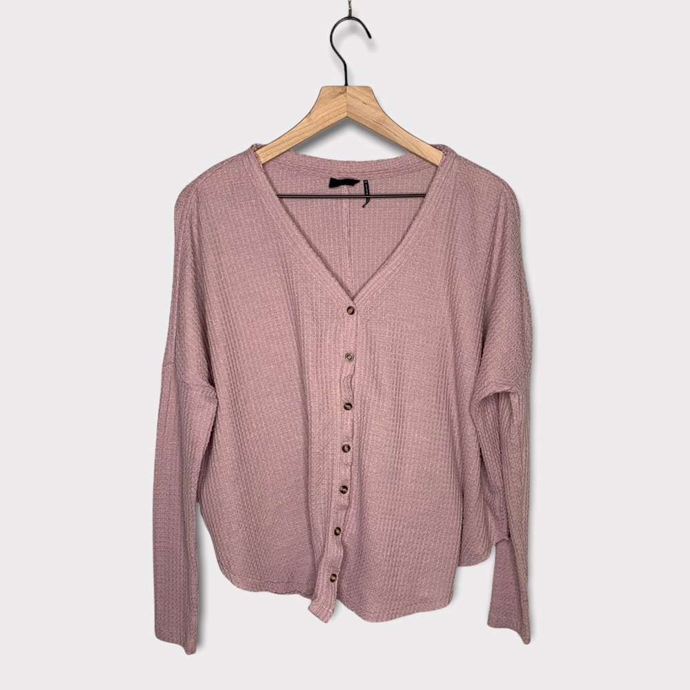 Out From Under Jojo Oversized Thermal Button-Front Top - Picture 2 of 6